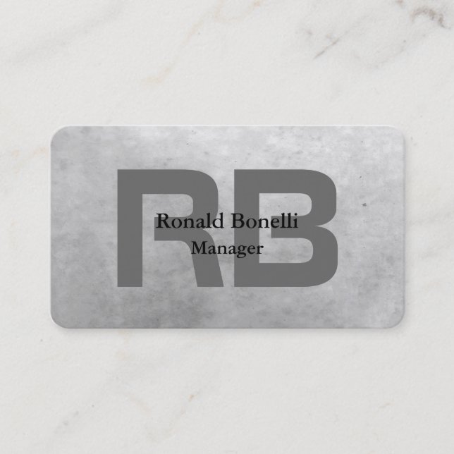 Unique Gray Bold Monogram Stylish Modern Business Card (Front)