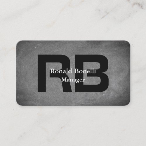 Unique Gray Chalkboard Black Monogram Business Card