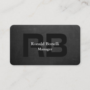 Unique Gray Chalkboard Black Monogram Manager Business Card