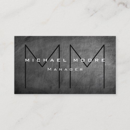 Unique Gray Chalkboard Chic Monogram Business Card