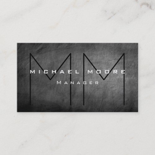 Unique Gray Chalkboard Monogram Business Card