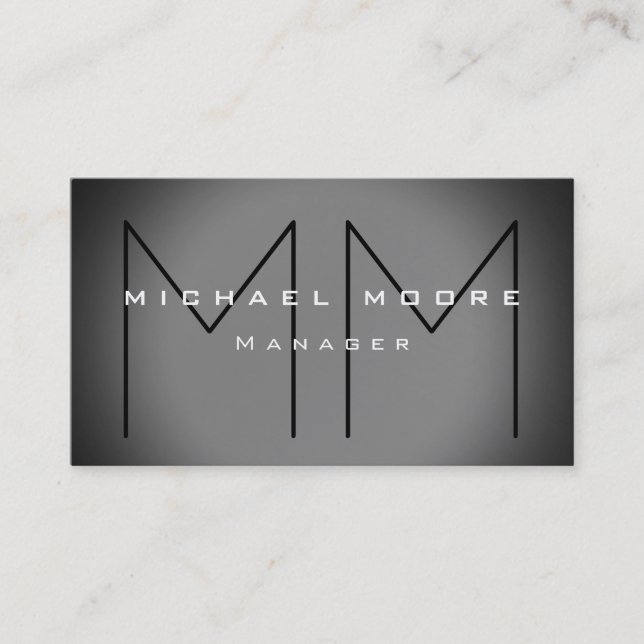 Unique Gray Chic Monogram Business Card (Front)