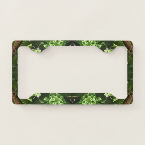 Unique Green Brown Abstract  License Plate Frame