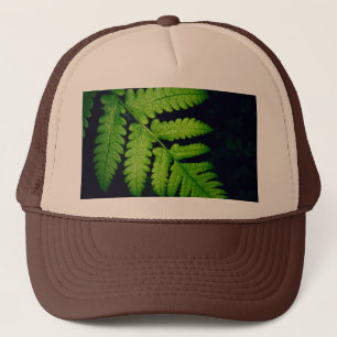 Unique Green Leaf Printed Scheme-Cap Tan and Brown Trucker Hat