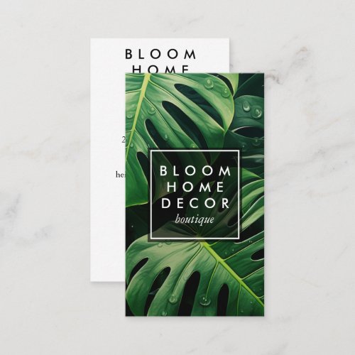 Unique Green Monstera Leaves Photography QR Code Business Card