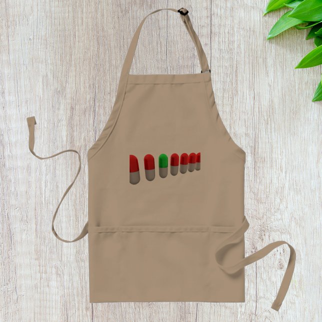 Unique Green Pill Among Red Capsules  Adult Apron (Creator Uploaded)
