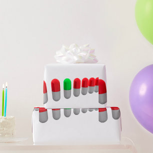 Unique Green Pill Among Red Capsules Wrapping Paper