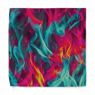 unique green pink fire flame waves pattern art bandana