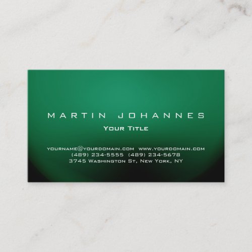 Unique green plain professional business card