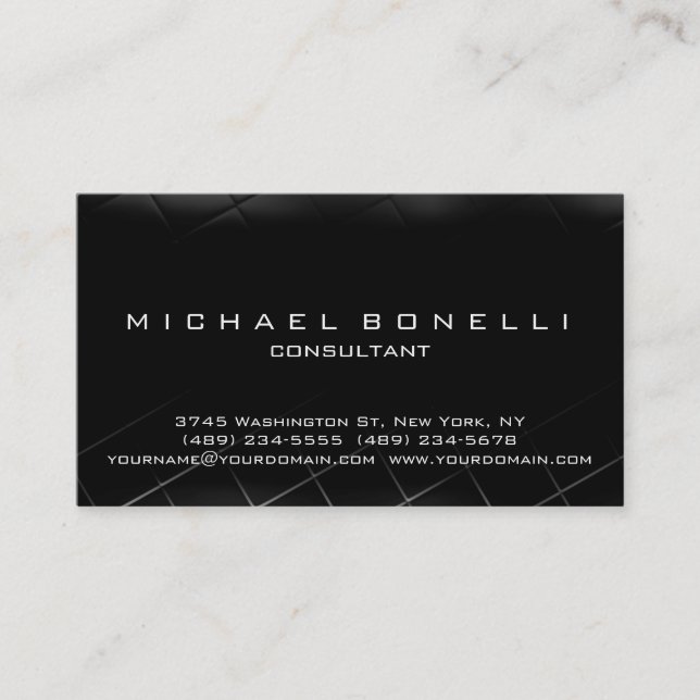 Unique Grey Black Pattern Consultant Business Card (Front)