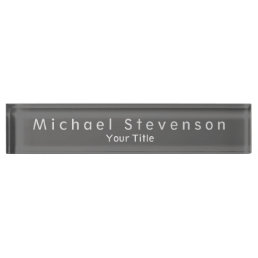 Unique Grey Elegant Modern Desk Nameplate