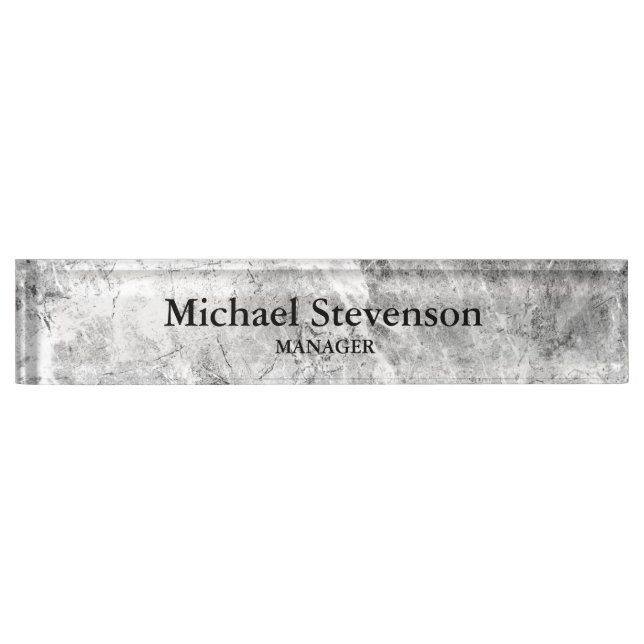 Unique Grey Elegant Modern Minimalist Desk Name Plate (Front)