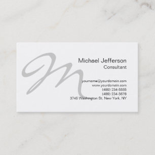 Unique Grey Monogram Black White Business Card