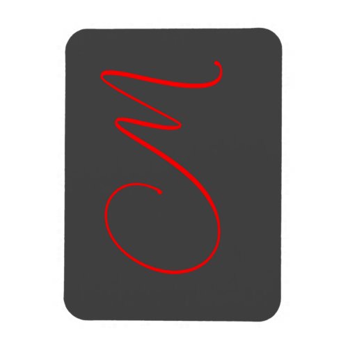 Unique grey red calligraphy monogram name initial magnet
