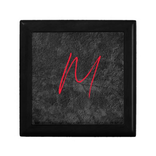 Unique grey red monogram name initial calligraphy gift box