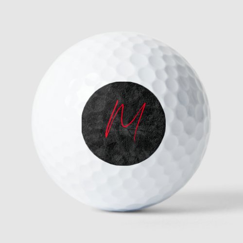 Unique grey red monogram name initial calligraphy golf balls