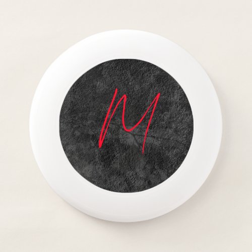 Unique grey red monogram name initial calligraphy Wham_O frisbee