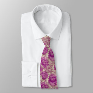 Unique Groomsmen Gift Peonies Flower Neck Tie