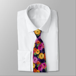 Unique Groomsmen Gift Ranunculus Floral Neck Tie