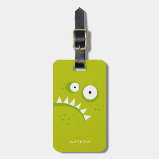 Unique Grumpy Angry Funny Scary Green Monster Luggage Tag