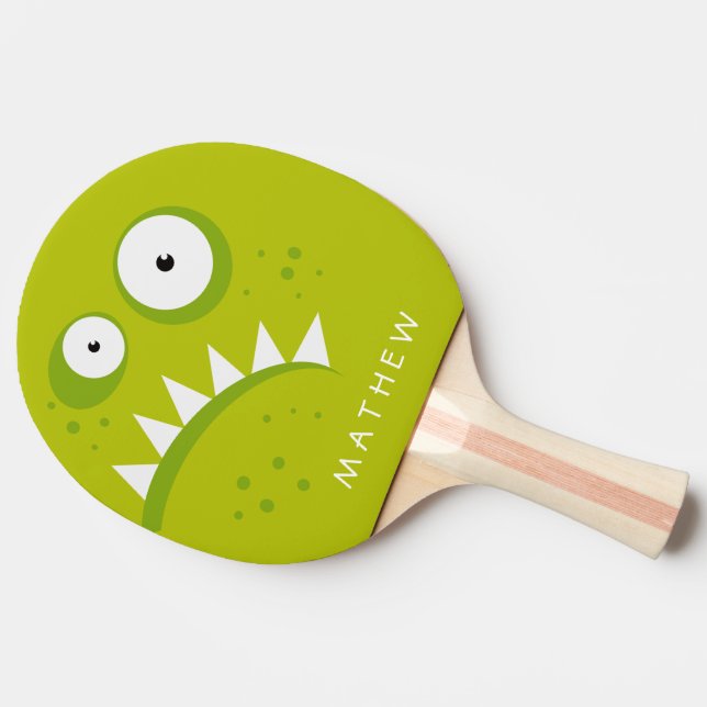 Unique Grumpy Angry Funny Scary Green Monster Ping-Pong Paddle (Side)