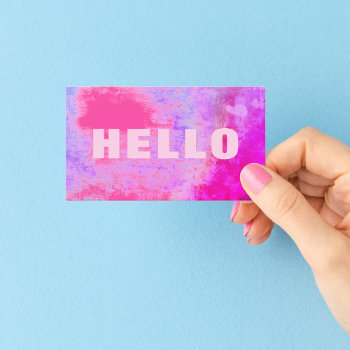 Unique Grunge Hello Hot Pink Lilac Purple Business Card by TabbyGun at Zazzle