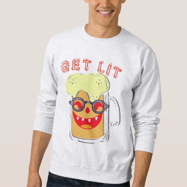 Unique Halloween Costume Idea, Funny Get Lit Sweatshirt (Front)