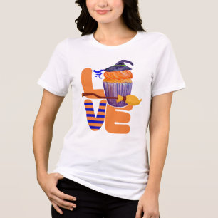 Unique Halloween Cupcake Stacked Love Split Text  Tri-Blend Shirt