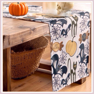 Unique halloween pattern short table runner