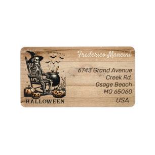 Unique Halloween theme skeleton custom address Label