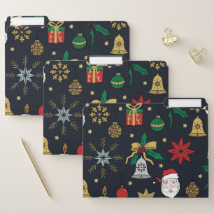 Unique Hand Dawn Christmas Doddles Blue Design File Folder