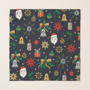 Unique Hand Dawn Christmas Doddles Blue Design Scarf