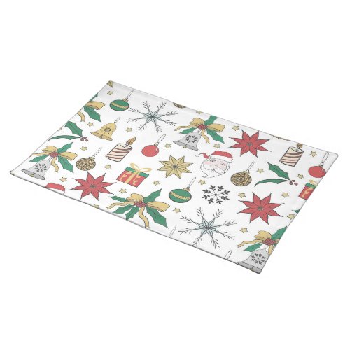 Unique Hand Dawn Christmas Doddles Design Cloth Placemat