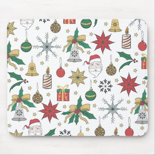 Unique Hand Dawn Christmas Doddles Design Mouse Pad