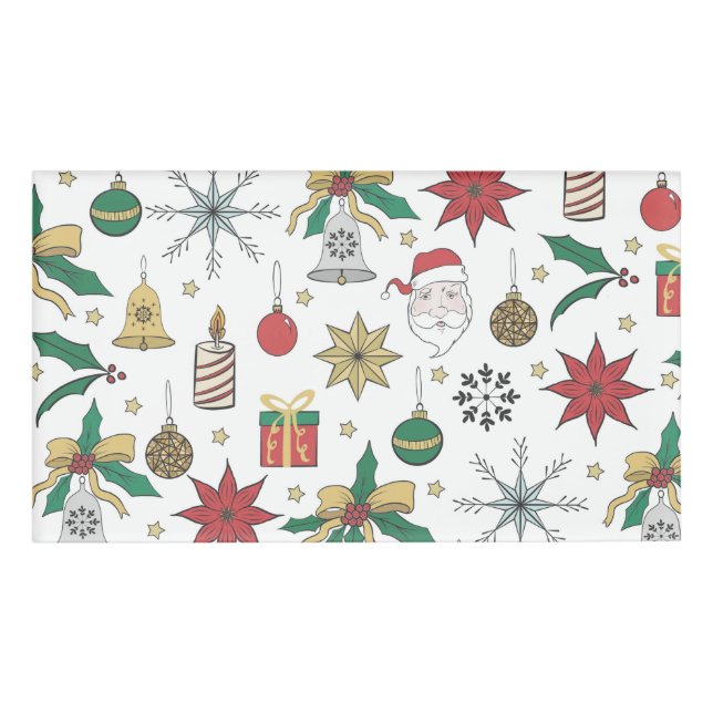 Unique Hand Dawn Christmas Doddles Design Name Tag (Front)