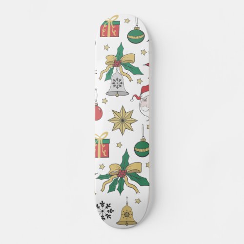 Unique Hand Dawn Christmas Doddles Design Skateboard