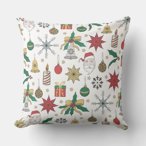 Unique Hand Dawn Christmas Doddles Design Throw Pillow