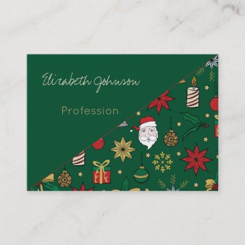 Unique Hand Dawn Christmas Doddles Green Design Business Card