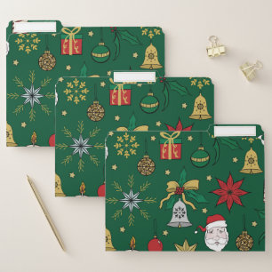 Unique Hand Dawn Christmas Doddles Green Design File Folder