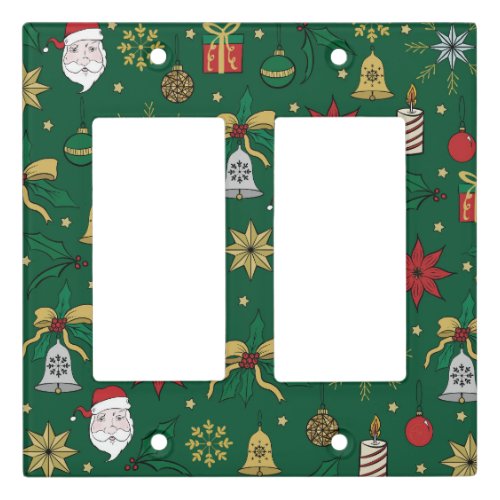 Unique Hand Dawn Christmas Doddles Green Design Light Switch Cover