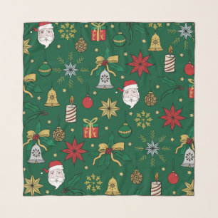 Unique Hand Dawn Christmas Doddles Green Design Scarf