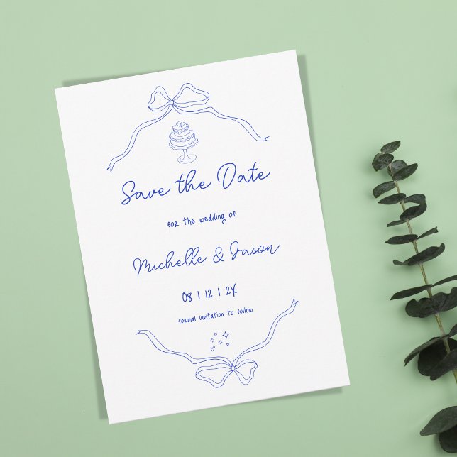 Unique Hand Drawn Contemporary Retro French Bow Invitation (Creator Uploaded)