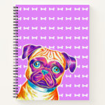 Unique Hand Drawn Pug Art Purple Notebook at Zazzle