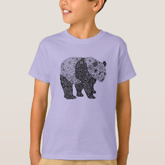Unique Hand Illustrated Artsy Floral Panda Bear T-Shirt