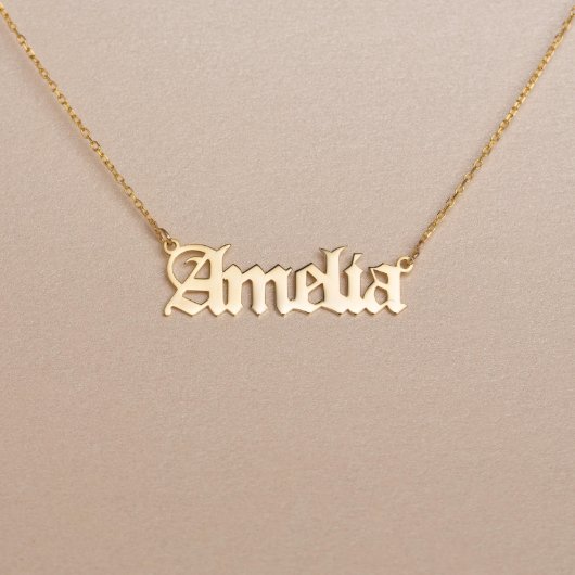 Unique Handmade Gold Name Chain Necklace (Front)