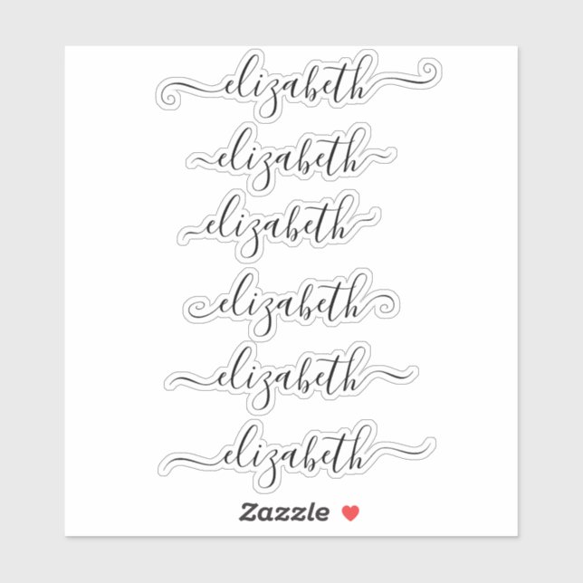 Unique Handwritten Calligraphy Name Script Modern Sticker (Sheet)