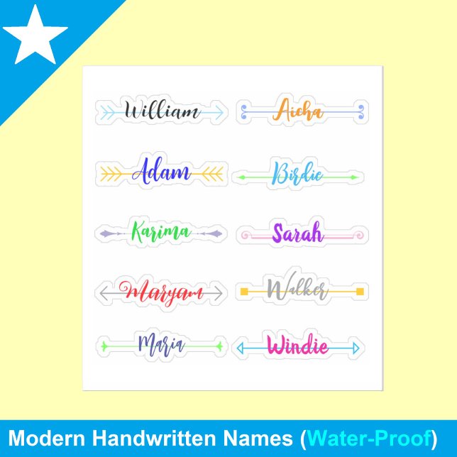 Unique Handwritten Script Names, Best Waterproof Sticker (modern kids name stickers)