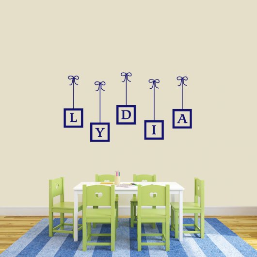 Unique Hanging Blocks With Name Large Wall Decal (Front)