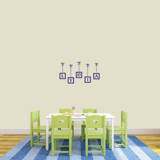 Unique Hanging Blocks With Name Small Wall Decal (Front)