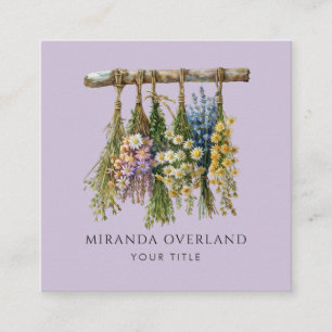Unique Hanging Flowers Square Business Card